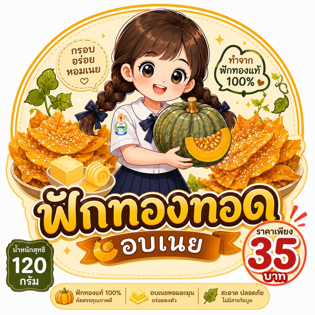 ฟักทองทอดอบเนย